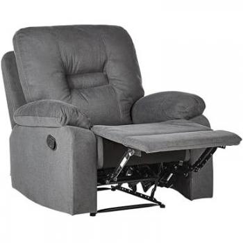 Sillón Reclinable Manual Moderno Acolchado de Tela Gris Bergen II