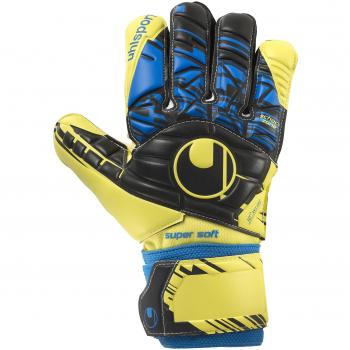 Uhlsport Hombre Speed Up Super Soft – Guantes de Portero, Otoño-Invierno, Hombre, Color Lite Fluo Gelb/Schwarz, tamaño 9,5