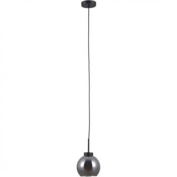 Lámpara colgante escandinava Poggi negra mate 1 luz con pantalla ahumada, E27