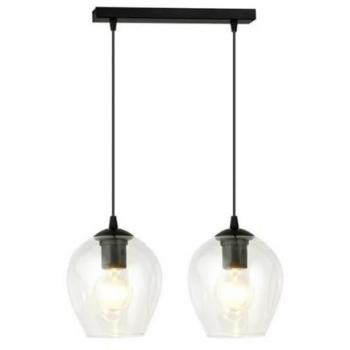 Lámpara de Suspensión Istar, Acero Negro con Recubrimiento de Polvo y Vidrio, 40x100x14 cm