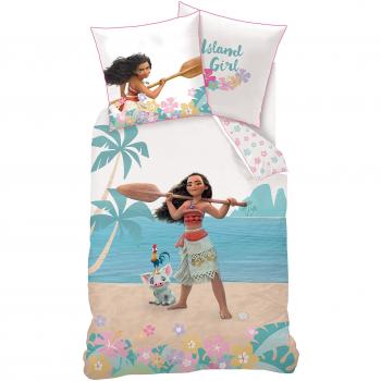 Disney - Juego de Cama Vaiana Funda de edredón y Funda de Almohada, algodón, Blanco, 140 x 200 cm