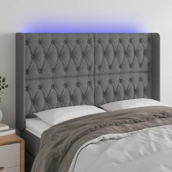 Cabecero LED en Tela Gris Oscuro 147x16x118/128 cm