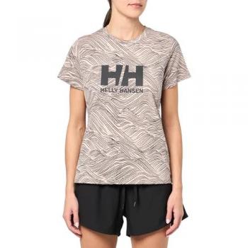 Camiseta de Manga Corta Helly Hansen Logo Graphic 2.0 para Mujer, Color 094 Pink Cloud Wave, Talla S