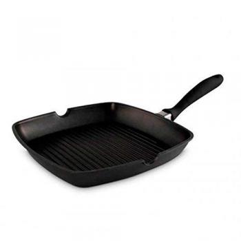 Sartén Grill Cuadrada 28cm Antiadherente y Resistente a Golpes, Cocina Saludable, Fácil Limpieza, Óptima Difusión de Calor, Apta para Inducción y Lavavajillas