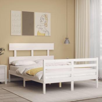 Cabecero de cama de madera maciza blanco 140x190 cm