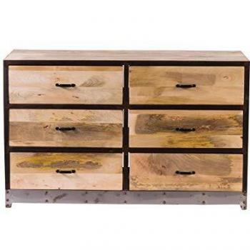 Cómoda 6 Cajones de Madera y Metal Estilo Industrial