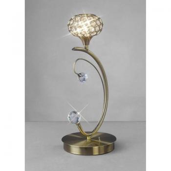 Lámpara de mesa Cara 1 bombilla latón antiguo / cristal