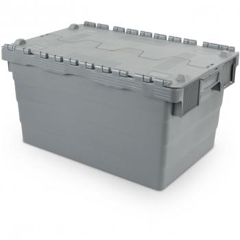 Contenedor de almacenamiento reutilizable 600 x 400 x 320 con tapa con bisagras, 60 litros