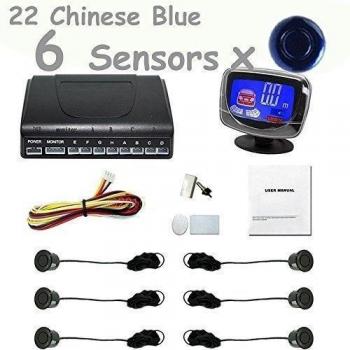 PolarLander coche Pantalla LCD LCD sensor de aparcamiento 6 sensores de estacionamiento de reserva reverso del radar del sistema detector de kit de coche para todos los coches 1set 22-azul chino
