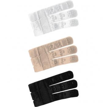 Flexible 3-Hook Bra Extenders - Beige, Black, White Pack