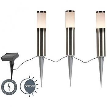 Set de 3 faroles LED de acero inoxidable IP44 solares - ROX