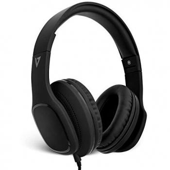 V7 HA701-3NP Over-Ear Headphones with Microphone and Volume Control, Foldable, Call Answering for Cellphones, Tablets, Smartphones, Laptop Computer, PC, Black