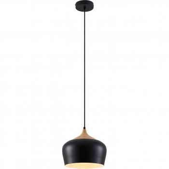 Lámpara colgante Vilsera en negro de metal, 1 llama E27, ideal para salón y comedor