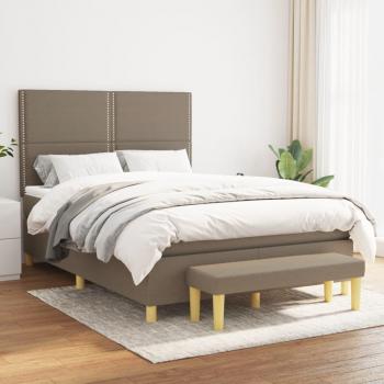Cama box spring con colchón de muelles Tortora 140x200 cm en tela gris taupe