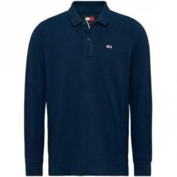 Tommy Jeans Men's Slim Long Sleeve Polo Shirt - Dark Navy - Size L