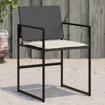 Sillas de jardín con cojines 4 PC negro en Polyrattan