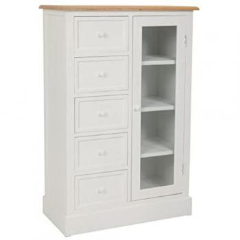 Cajonera de madera lacada blanca y natural 72x35x110h cm de estilo Romántico