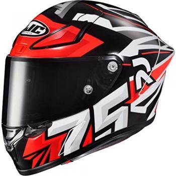 Casco Integral HJC RPHA 1 Arenas Replica Homologado para Carreras en Colores Amarillo, Negro, Rojo y Blanco