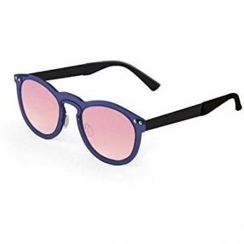 Gafas de sol Ocean unisex Ibiza con lente transparente rosa degradada, montura transparente azul oscura y patilla negro metálico