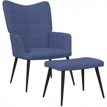Silla de relajación Dia e Noite con reposapiés en tela azul