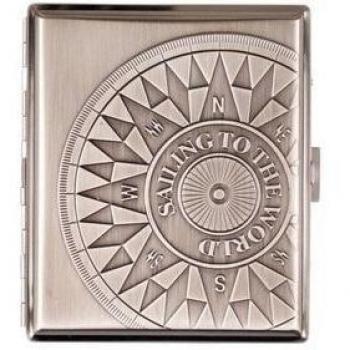 SMOKERTOOLS - Pitillera de Metal con Soporte, diseño de Mapa y Rosa de los Vientos del Siglo XVIII