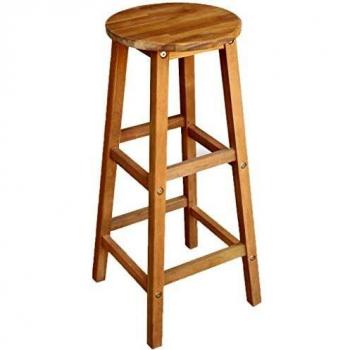 vidaXL 2x Taburete de Bar Redondo Silla Alta Barra Cocina Madera Acacia Maciza
