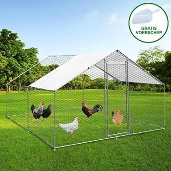 Jaula Aves de Corral Valla Cercado Caja Pollos Acero 3m x 4m x 2m