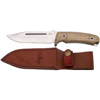 THIRD Cuchillo de Caza H0182J con Hoja de Acero de 13,2 cm, Mango de Madera