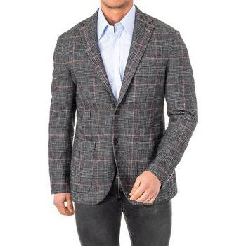 Blazer a cuadros de manga larga con solapa KMJA06 para hombre