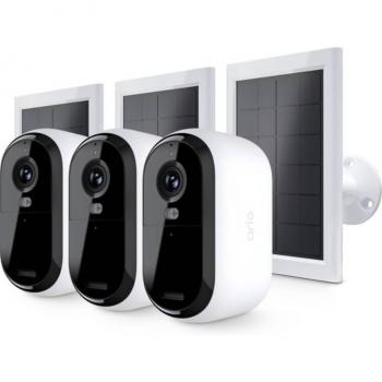Pack de 3 Cámaras de Seguridad Arlo Essential 2K para Exterior con 3 Paneles Solares