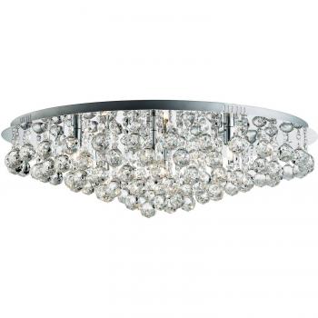 Plafón de diseño Hanna Chrome 8 bombillas 23,5cm con cromo y cristal esferas de 80 cm