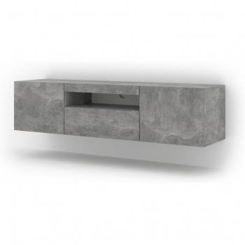 Mueble para TV efecto madera gris con LED, 150 cm, diseño universal en hormigón