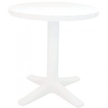 Mesa Redonda de Plástico Blanca 70 cm para Interior y Exterior con Protección UV - Ideal para Patio, Jardín o Balcón (2/4 Personas)