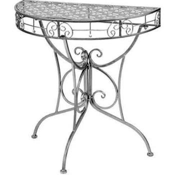 vidaXL Vintage Style Half Round Metal Side Table 72x36x74 cm Silver