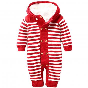 Unisexo Bebé Otono Invierno Ropa De Una Pieza Raya De Punto Prendas De Punto Monos Peleles Rojo 0-6 Meses