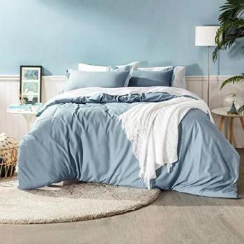 Bedsure Funda Nordica Cama 180 Azúl Grisáseo - Juegos de Fundas Edredónes 180x200 con 2 Fundas de Almohada 40x75cm de Microfibra Reversible y Suave, 260x220 cm