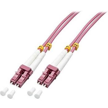 Cable de Fibra Óptica Dúplex LC-LC OM4 20m Rosa