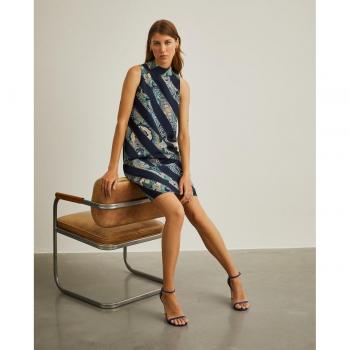 Vestido corto sin mangas estampado cornucopia Navy de Lion of Porches