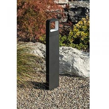 Bolardo LED Juna 80cm, aluminio gris, luz cálida, IP54, salida de luz indirecta