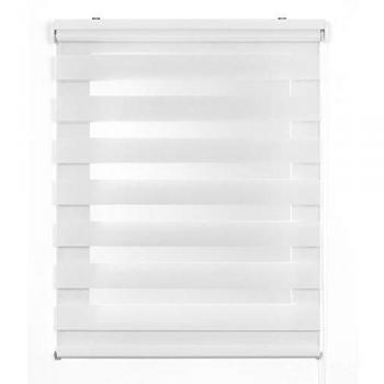 Estor Enrollable Noche y Día Premium Blanco con Doble Tejido, 120 x 250 cm, Galería y Cadeneta de Aluminio para Salón, Comedor y Dormitorio