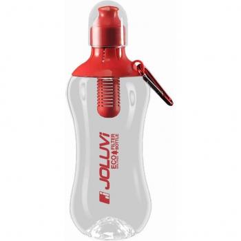 Botella Joluvi Filter Rojo con filtro integrado, capacidad de 600 ml, diseño ergonómico, material libre de BPA, apta para agua y bebidas frías