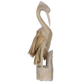 Figura Decorativa Garza Blanca Natural 20 x 10 x 62 cm