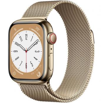 Apple Watch Series 8 GPS + Cellular 41 mm Acero Inoxidable Oro con Pulsera Milanesa Oro