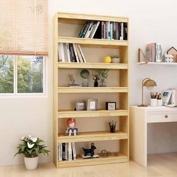 Estantería divisor de espacios madera de pino 100x30x200 cm, Natural, Blanco, Gris - Mueble Almacenaje para Oficina, Estudio, Sala de Estar, Dormitorio