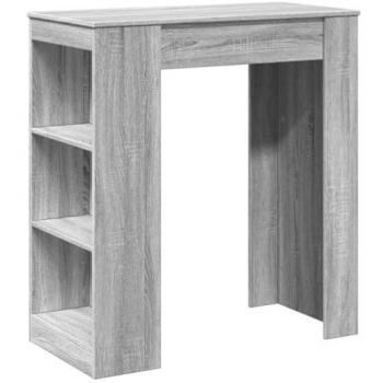 Mesa Alta de Bar con Estantes de Madera Gris Sonoma 95x47x103,5 cm