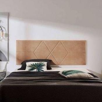 Cabecero Dos Rombos Tela Antimanchas Marrón Claro - Camas De 90 cm