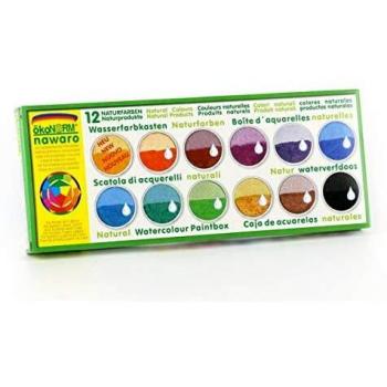 Aurich ökoNORM (Oekonorm) Nawaro - Caja de pintura para acuarela, tamaño completo, 12 tabletas en una caja de metal, variada, una