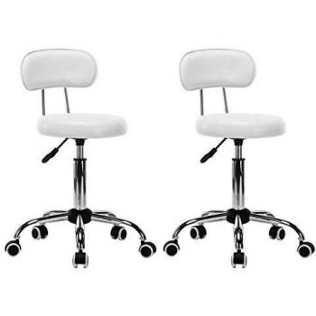 vidaXL 2X Taburetes Giratorios Salón Belleza Piel Sintética Blanco Mobiliario