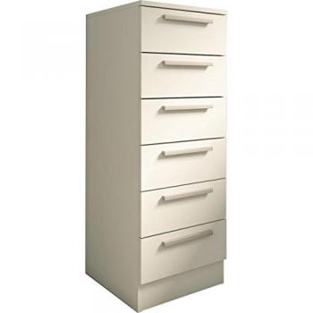 Sinfonier de 6 cajones Home Heavenly, dimensiones 108x40x40 cm, color blanco, apertura con bisagras, tiradores rectos mate, fabricado en madera melaminada