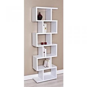 Estantería Zig Zag Florida 6360 Blanco de 7 niveles con diseño decorativo - Mueble de Salón Topkit